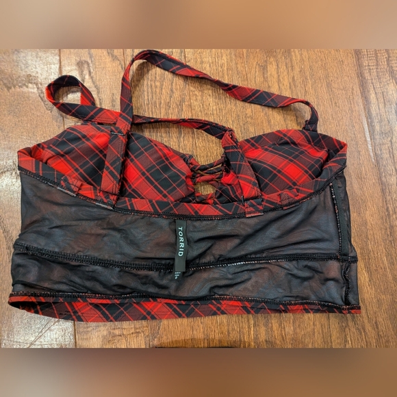 Torrid Retro Red Plaid Swim Top 0x & Ruched Swim Skirt With Brief 1x - Picture 5 of 13